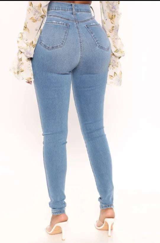 Damen High-Waist Denim-Bleistifthose – Streetstyle trifft Komfort